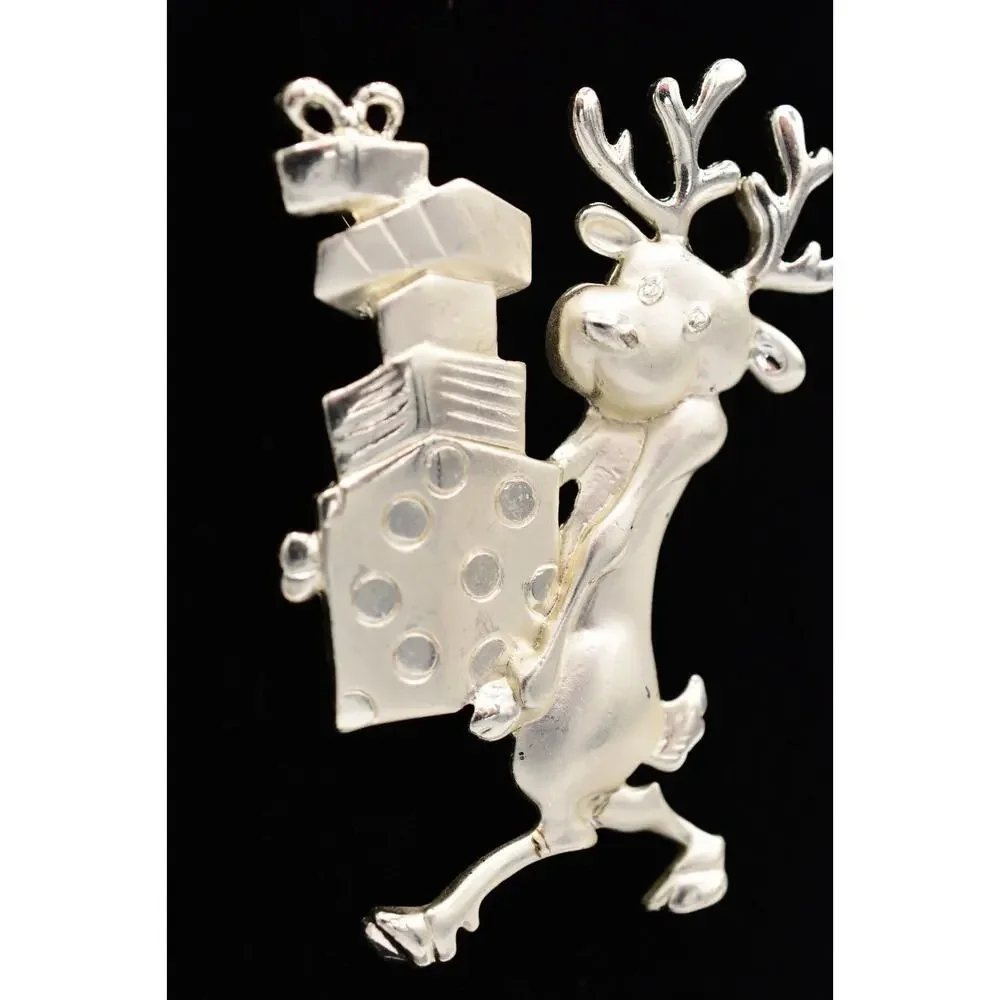 Danecraft Vintage Reindeer Pin Brooch Christmas Gifts NOS Signed 1980s BinAH